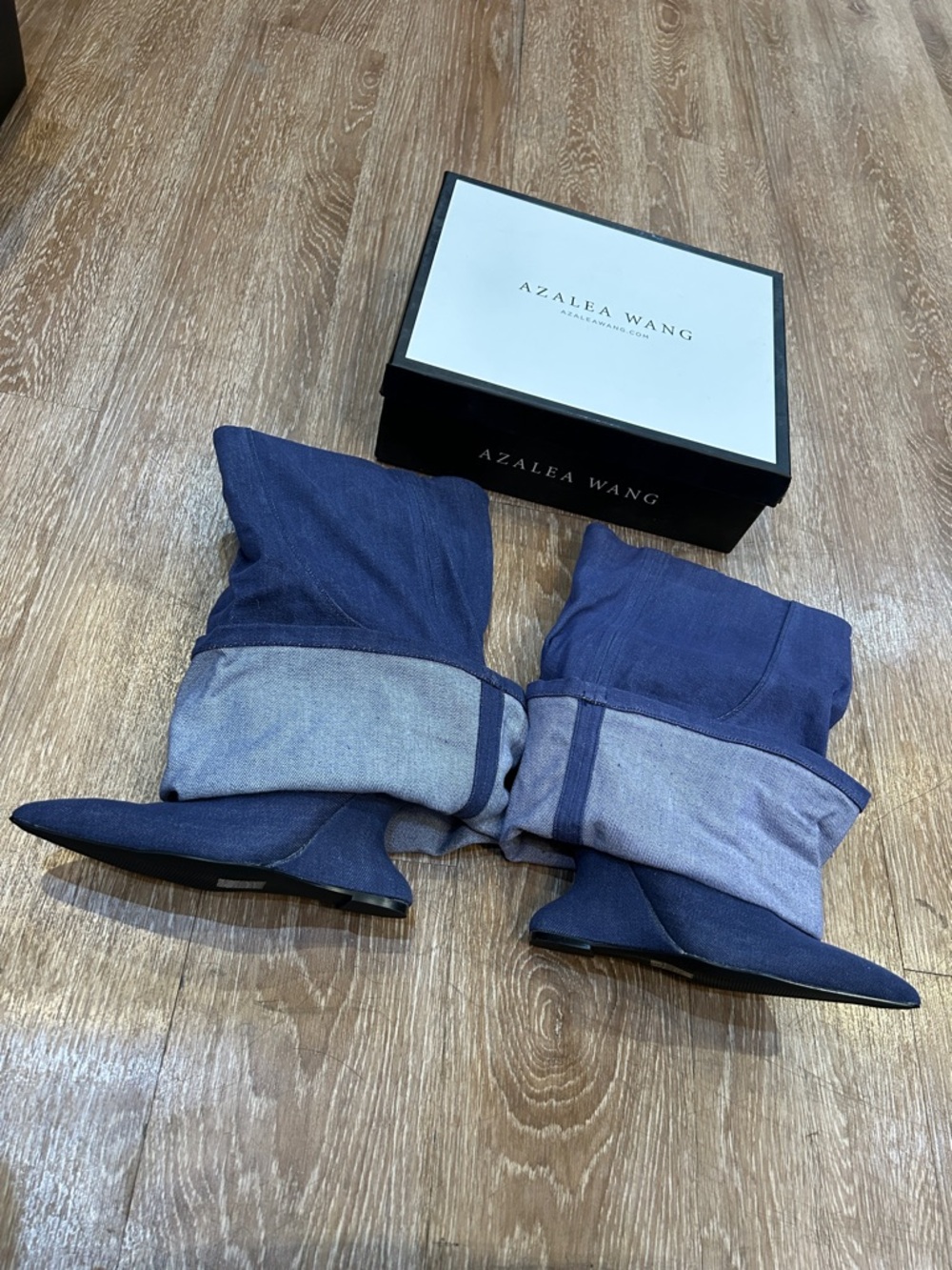 Azalea Wang Women's Blue Fold-Over Ankle Boots